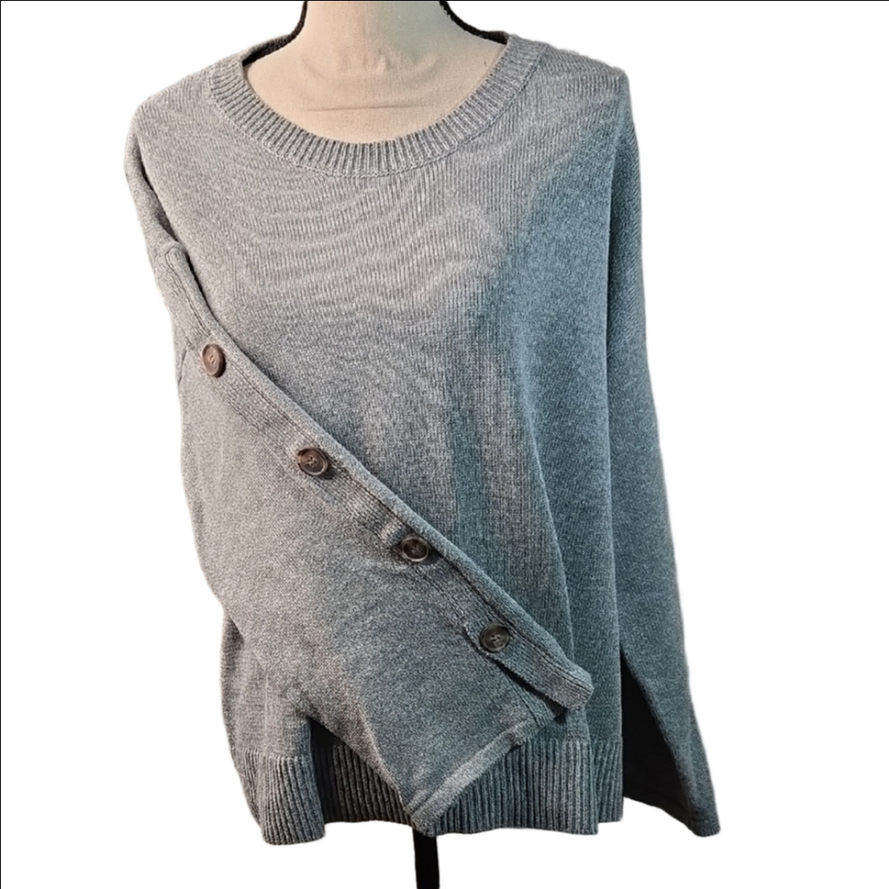 Jason Wu Heather Gray Sweater with Button Accents NWOT